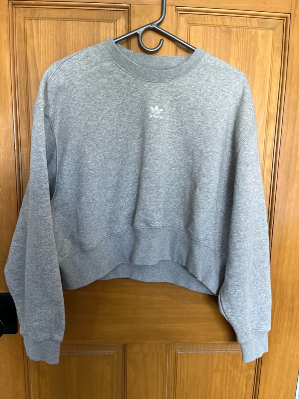 Adidas Grey Cropped Crewneck Sweatshirt